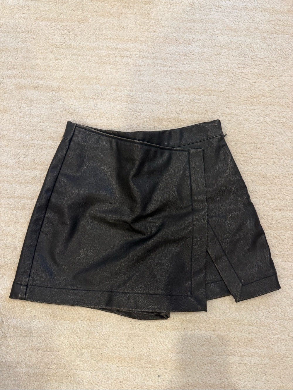 Zara Black Faux Leather Mini Skort